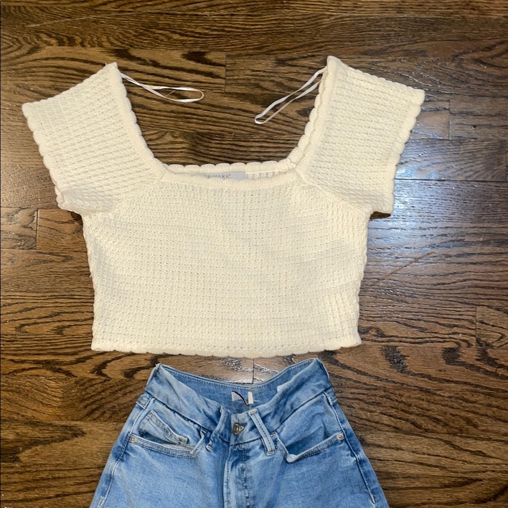 Primary Cream Ribbed Sleeveless Crop Top